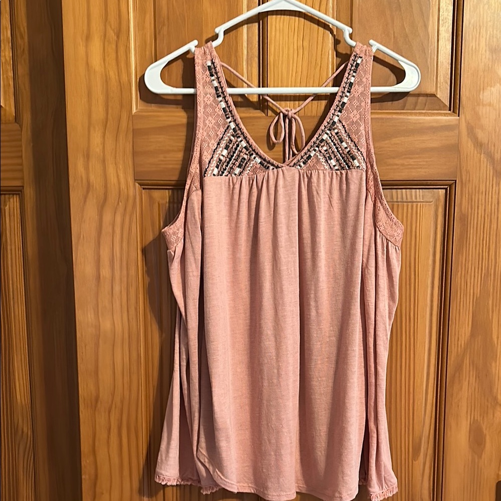 Charming Charlie Pink Embellished cold shoulder long sleeve top great condition